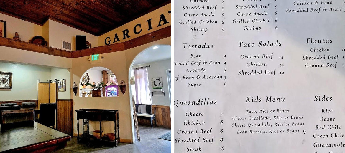 Garcia's Mexican Restaurant Menu